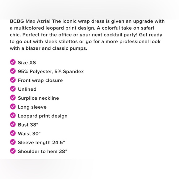 Bcbgmaxazria wrap leopard dress size xs good use! - Picture 10 of 10